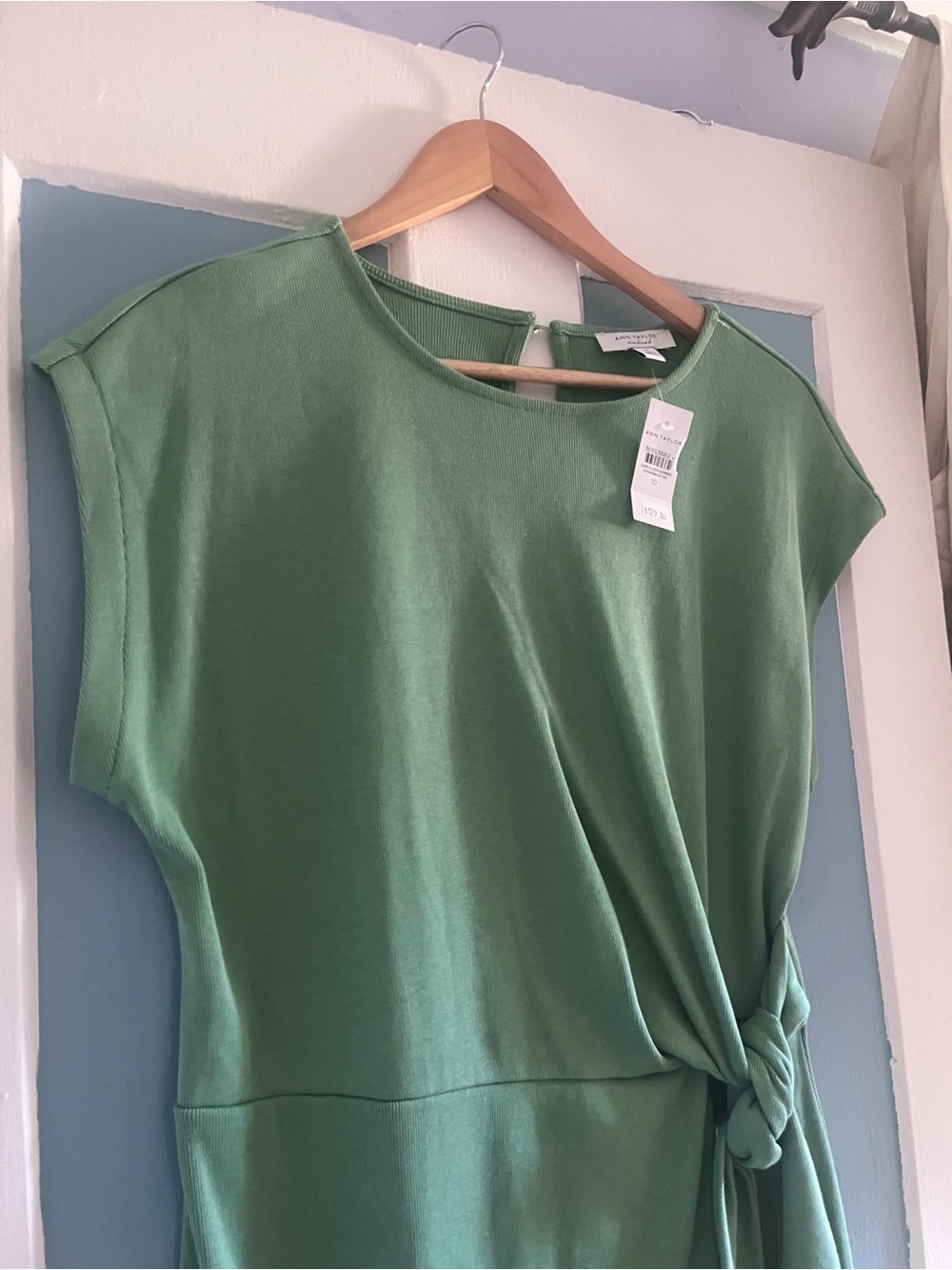 NWT Sleeveless Green Tie-Waist Knit Midi Dress Ann Taylor - Picture 5 of 5